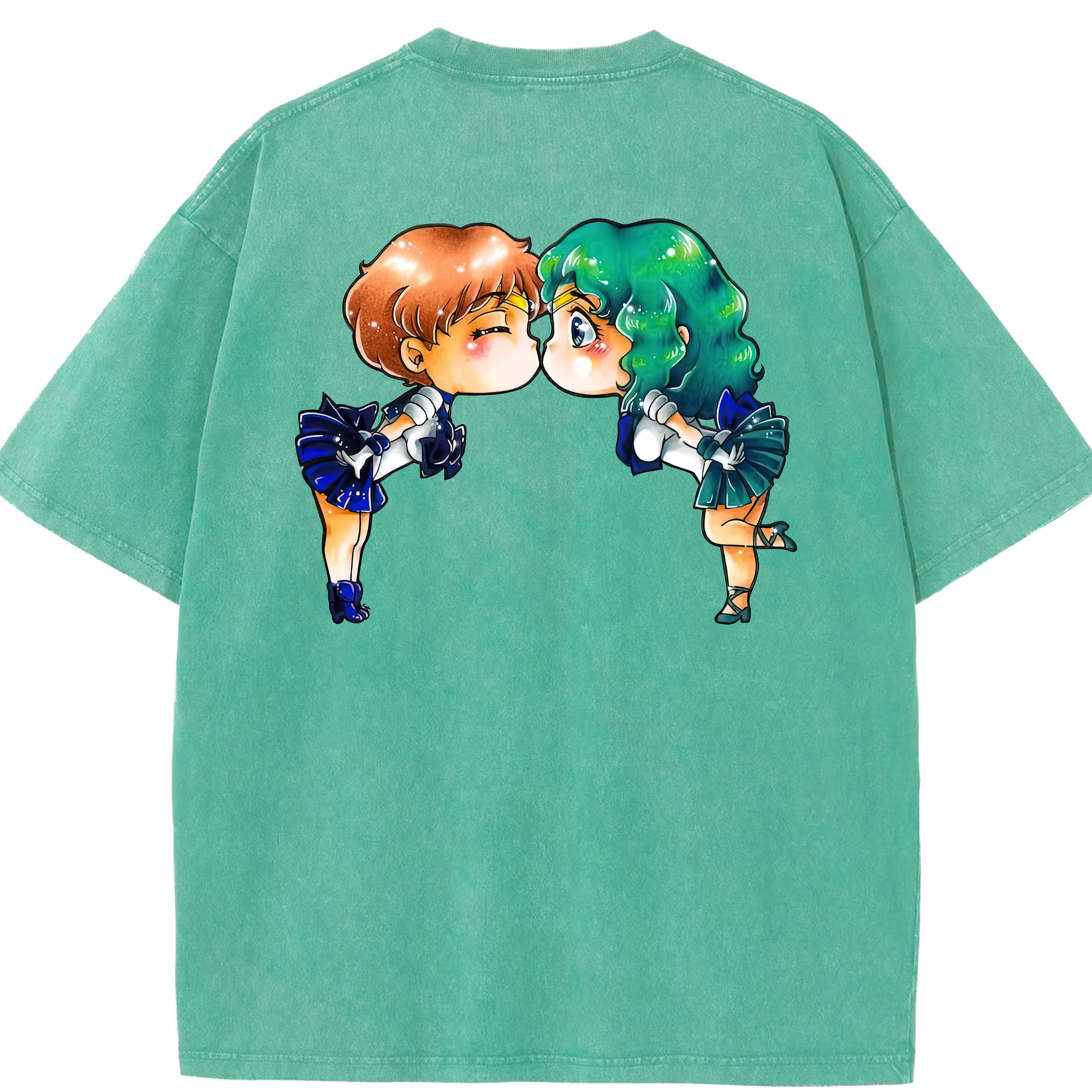 （画像用） 美少女戦士セーラームーン 天王はるか Sailor Moon Tenoh Haruka 綿100% ヴィンテージ風 半袖Tシャツ（背面プリント）